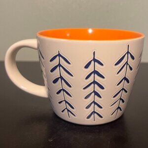 OPALHOUSE Blue Vines Wide-Mouth Stoneware Mug ~ Orange Interior
